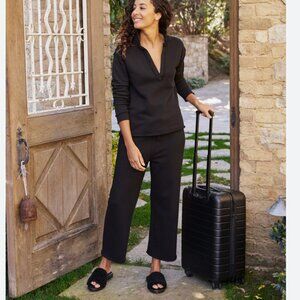 Frank & Eileen CATHERINE Triple Fleece Wide Leg Crop Sweatpants Size: L Black